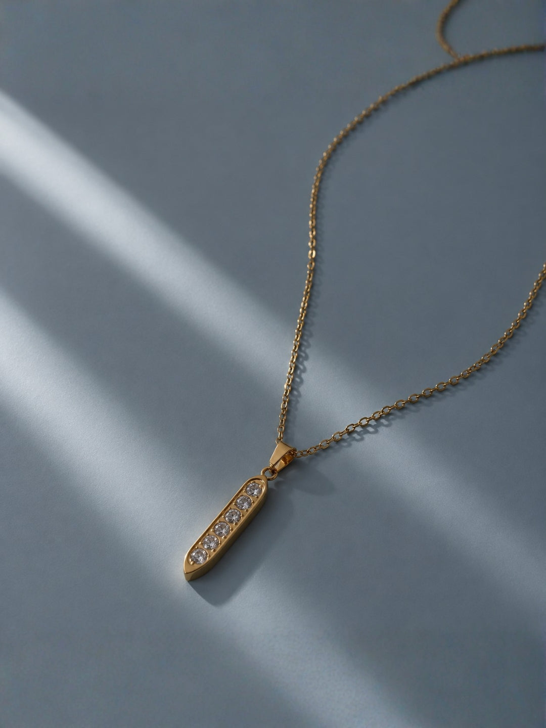 18K Gold Long CZ Pendant Chain Necklace for Women | Anti Tarnish