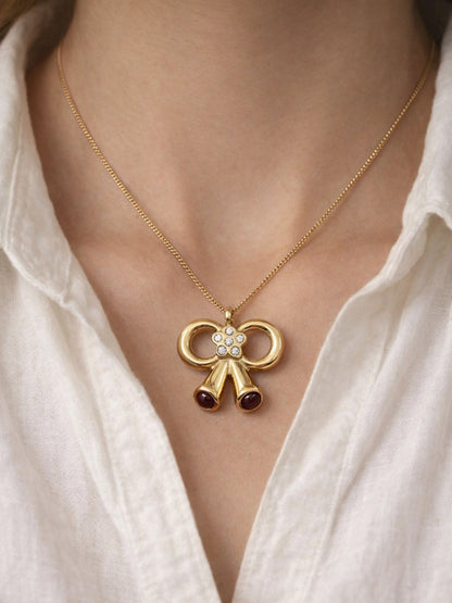 Bow Pearl Gold Necklace | Anti-Tarnish Everyday Chain