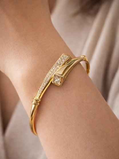 Quad Close CZ Studded Gold Bracelet | Anti-Tarnish Everyday Cuff