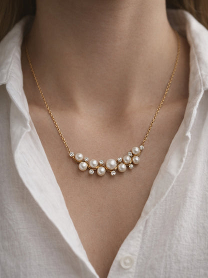 Elara Pearl & AD Gold Necklace | Anti Tarnish Everyday Wear