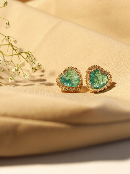 Emerald Doublet stone Heart Studs