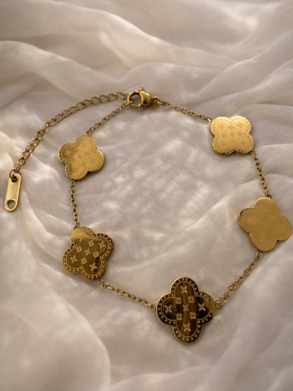 Brand Inspired Gold Clover Chain Bracelet | Anti-Tarnish 18K Gold Plated Jewelry