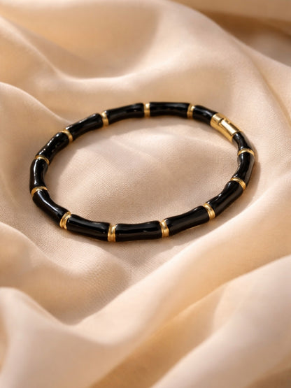 Black & Gold Designer Bracelet Stack – Set of 3