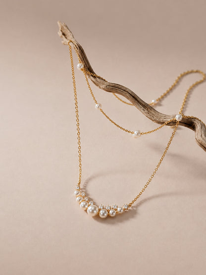 Layered Pearl Necklace Set (Set of 2) | 18K Gold Plated Stainless Steel