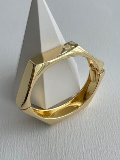 Matte Geometric Gold Cuff Bracelet | Anti-Tarnish Everyday Wear