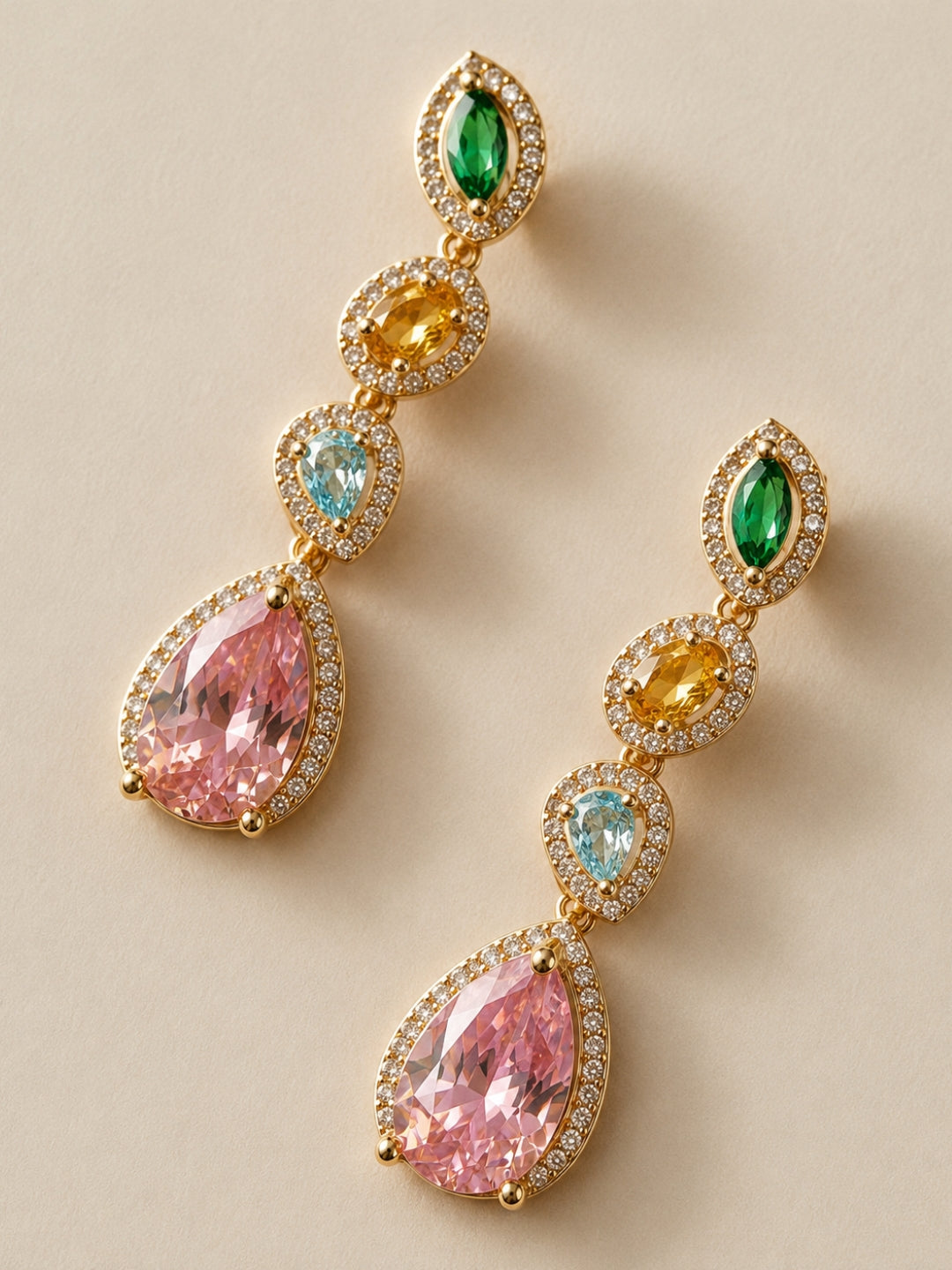 Serenata Multicolor Gemstone Y-Drop Necklace & Earring Set, 18K Gold-Plated