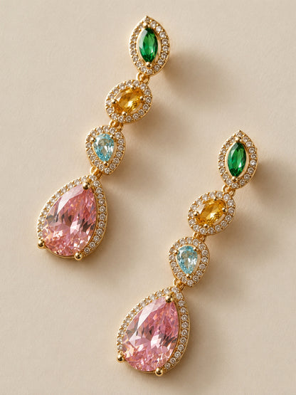 Serenata Multicolor Gemstone Y-Drop Necklace & Earring Set, 18K Gold-Plated