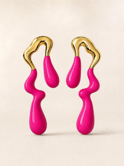 Pink Thunder Drip Earrings | 18K Gold Plated Anti-Tarnish