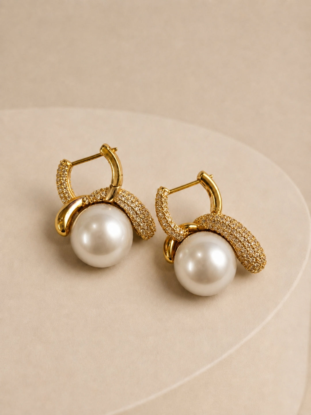Infinity Knot Pearl Hoop Earrings, 18K Gold-Plated - Offwhite