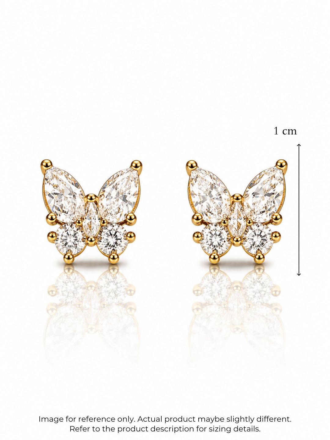 Butterfly CZ Stud Earrings in 18K Gold | Anti Tarnish Stainless Steel