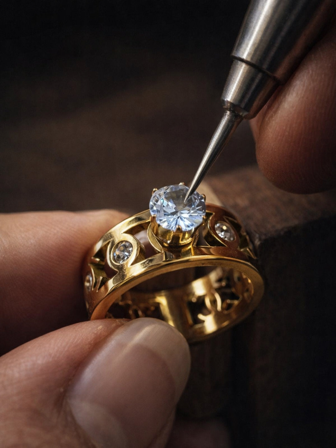 Brand Inspired Gold Designer Solitaire Ring | Anti-Tarnish, Size 6