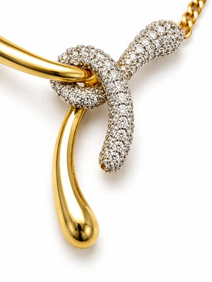 Nodo Two-Tone Knot Necklace & Earring Set, 18K Gold-Plated