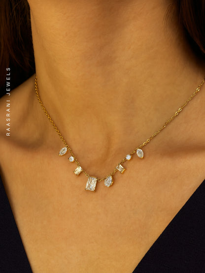 Brand Inspired Multi-Shaped AD Stone Neckpiece | 18k Gold Plated