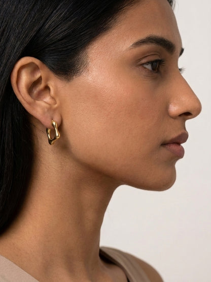 Geometric Gold Half Hoop Earrings – Anti Tarnish Everyday Hoops