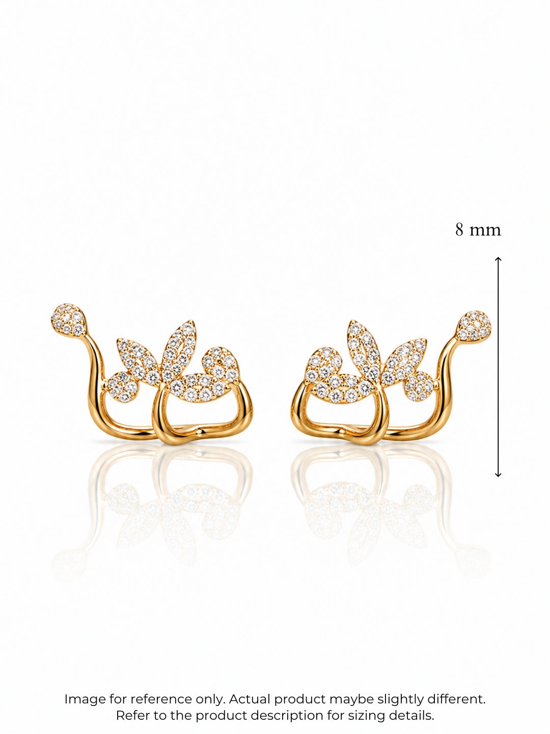 Rose Gold Leaf Hugging Stud Earrings with CZ | Anti Tarnish