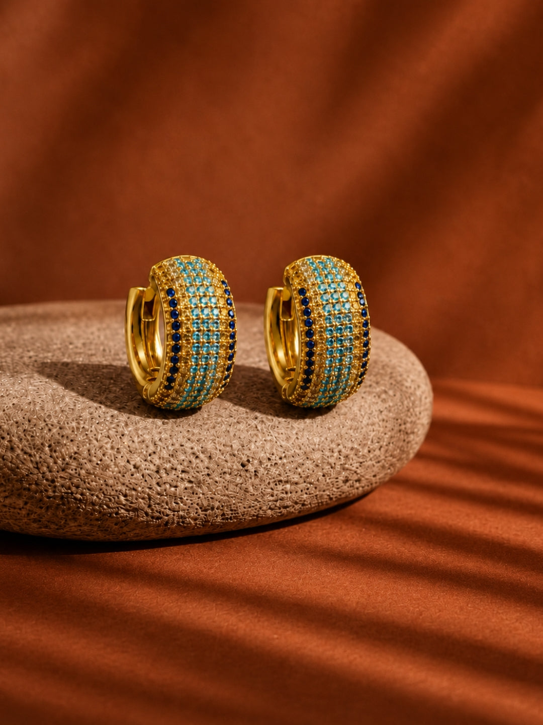 Ombré Pavé Hoop Earrings – 18K Gold-Plated