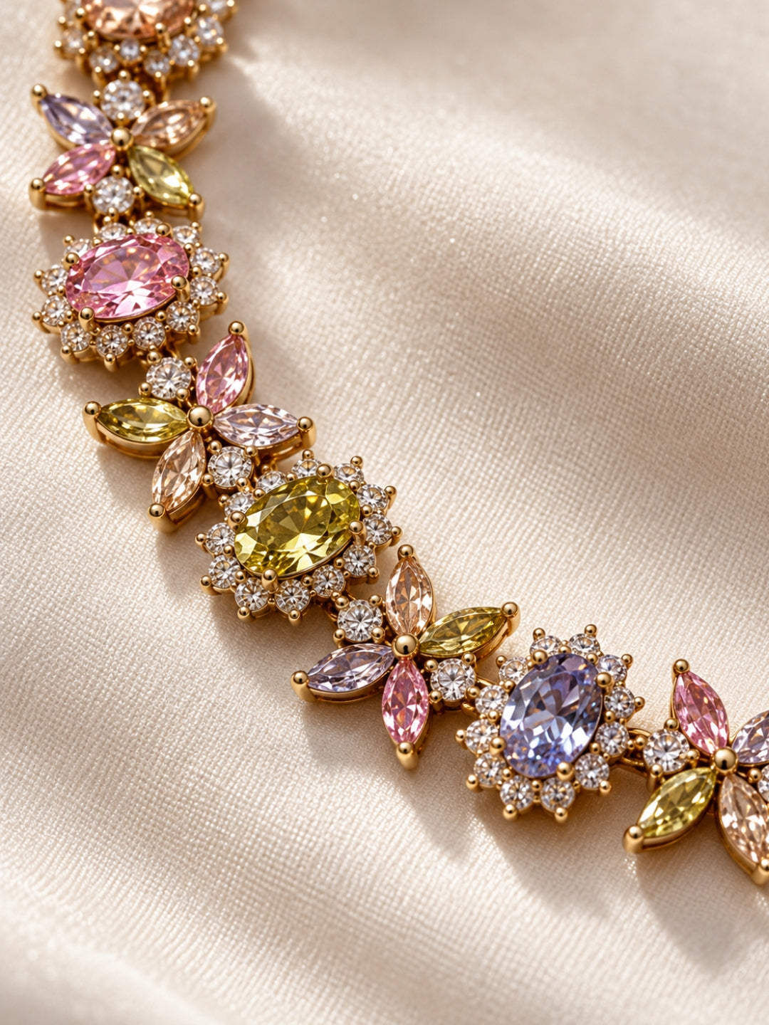 Fiorina Pastel Multicolor Floral Choker Necklace & Earring Set, 18K Gold-Plated