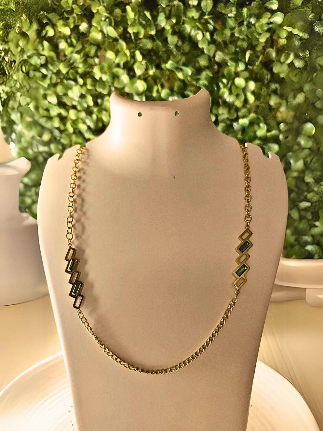 2 style chain with Green CZ