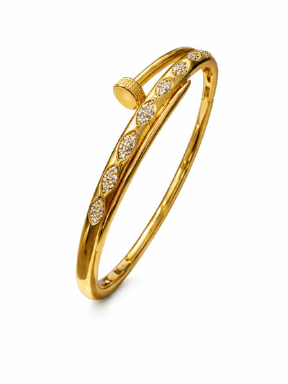 18K Gold Plated Double Nail Cuff Bracelet | Anti-Tarnish CZ