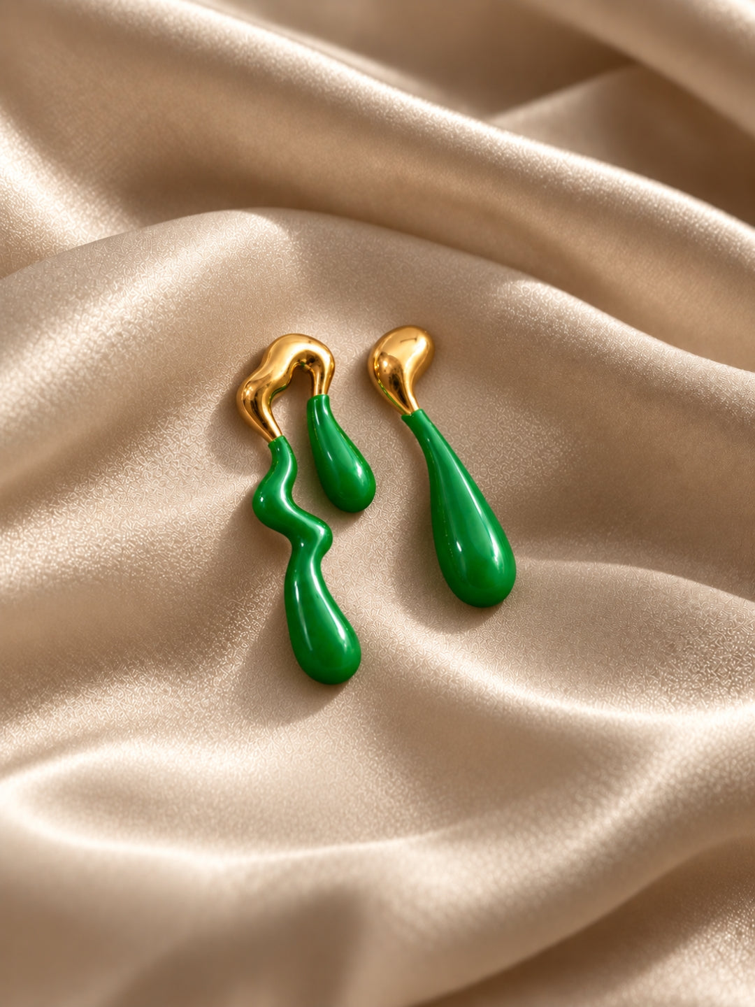 Green Thunder Drip Earrings | 18K Gold Plated Anti-Tarnish