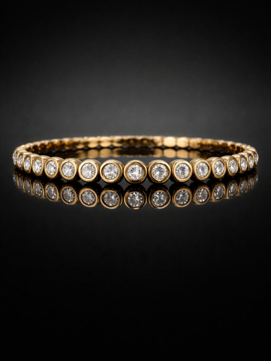 18K Gold Plated CZ Circular Stone Bracelet | Anti-Tarnish Everyday Wear