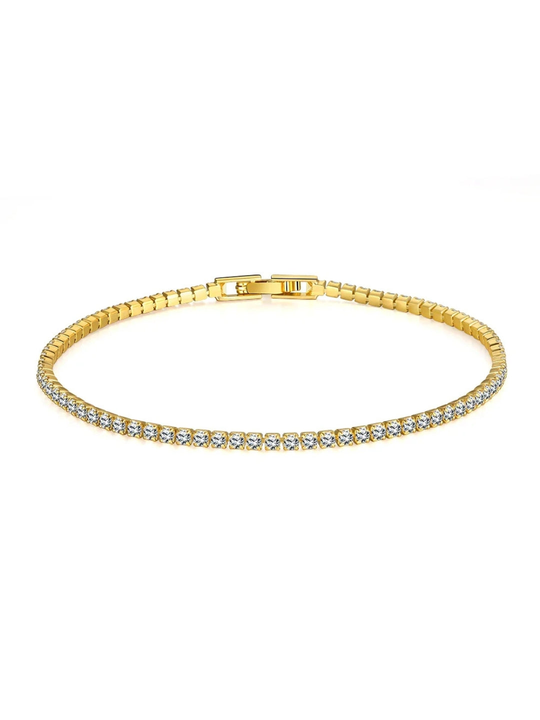 2mm Slim Gold Tennis Bracelet – CZ Diamond Stackable Bracelet