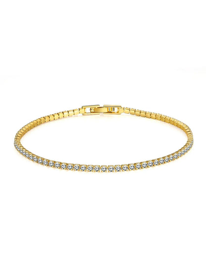 2mm Slim Gold Tennis Bracelet – CZ Diamond Stackable Bracelet