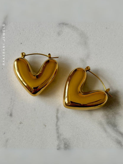 Gold Heart Hoop Earrings | 18K Gold Plated Everyday Hoops