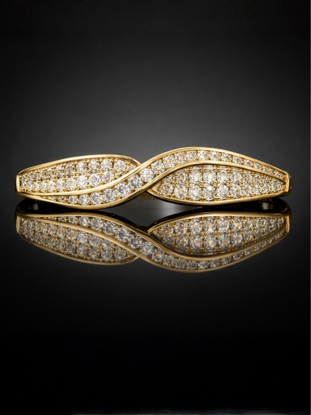 18K Gold Plated Full Studded Curve Bracelet for Women