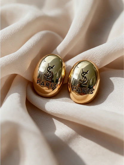 Brand Inspired Gold Dome Stud Earrings – 18K Gold Plated