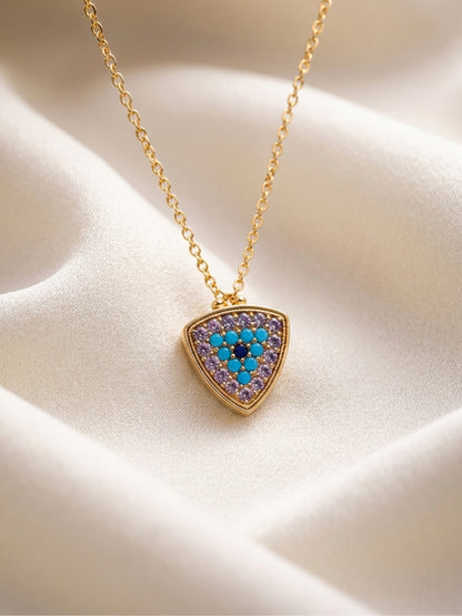 Talismano Triangolo Evil Eye Necklace & Earring Set, 18K Gold-Plated