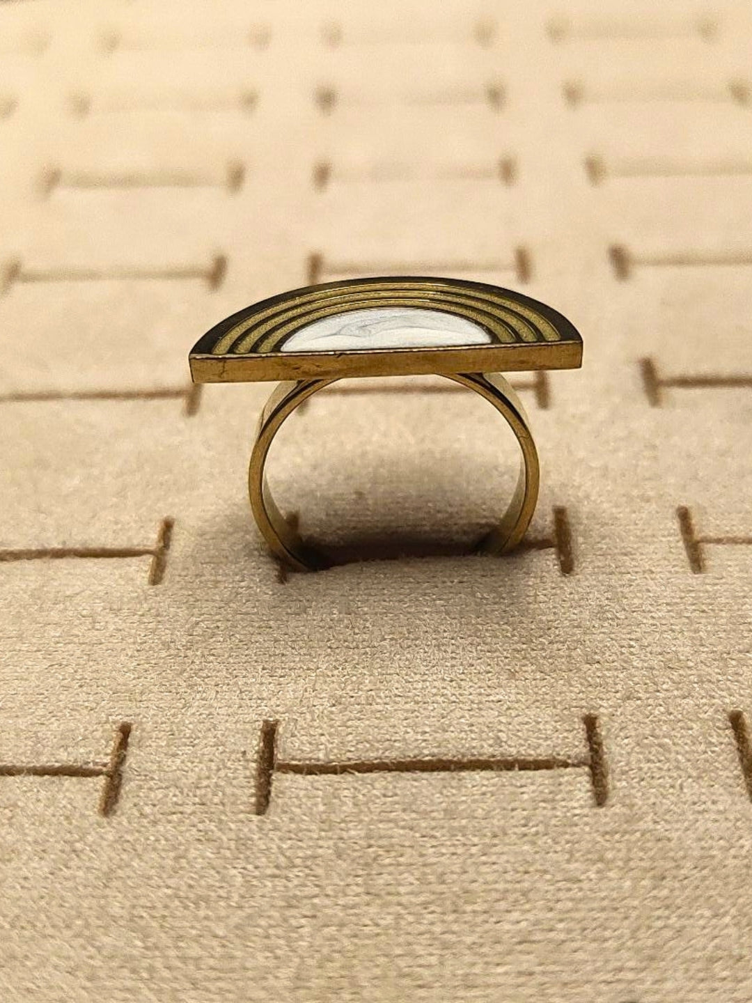 Adjustable Semi Circle MOP Statement Ring
