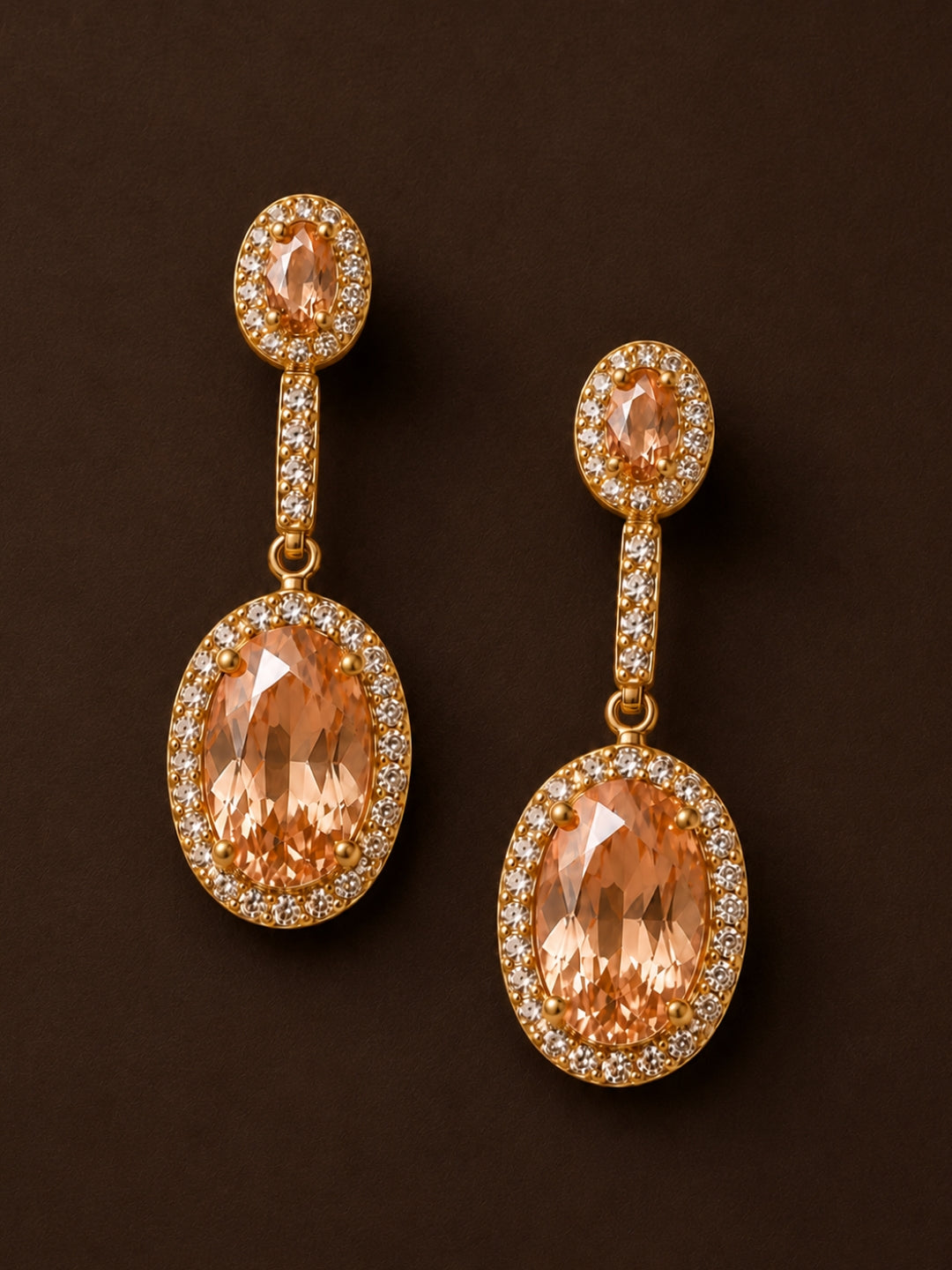 Pesca Champagne Halo Necklace & Earring Set, 18K Gold-Plated