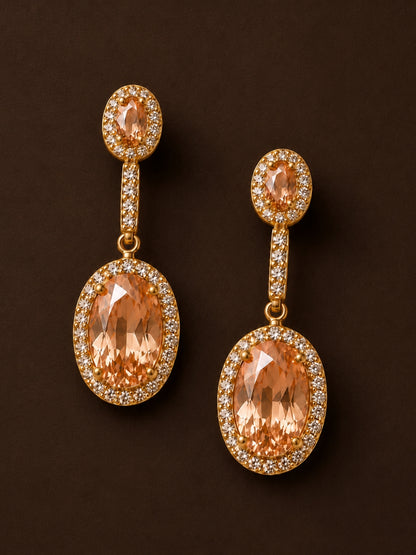 Pesca Champagne Halo Necklace & Earring Set, 18K Gold-Plated