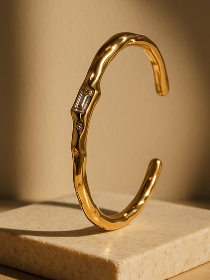 Sculptural Gold Open Cuff Bracelet | 18K Plated, Anti-Tarnish, Everyday