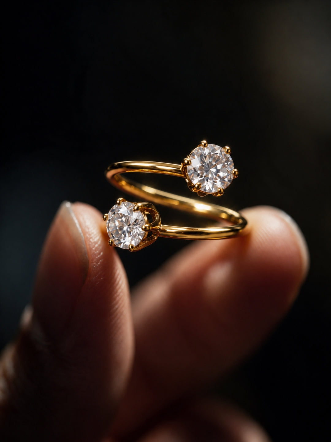 Double Solitaire Ring - 18kt Gold Plating