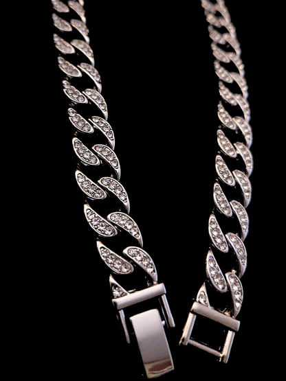 Iced Out Single-line Studded Cuban Chain