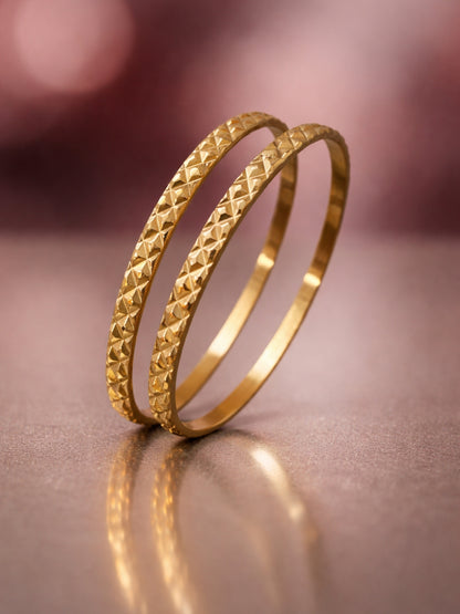 Risen Barfi Textured Gold Bangles – 18K Gold Plated