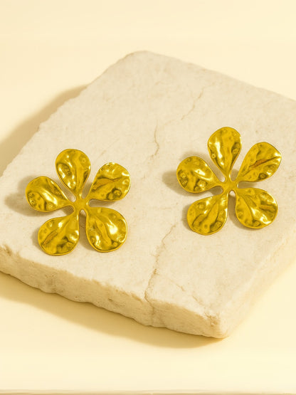 Floral Gold Stud Earrings – 18K Gold Plated, Anti-Tarnish Everyday Jewelry
