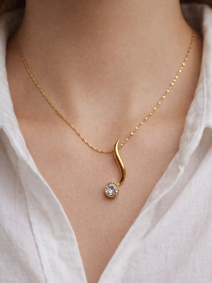 Solitaire Curve Gold Chain Necklace | 18K Gold Plated Everyday Wear