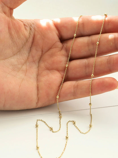 Beaded Slim Gold Chain – 18K Gold Plated, Everyday Waterproof Necklace