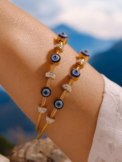 Gold Evil Eye Magnetic Cuff
