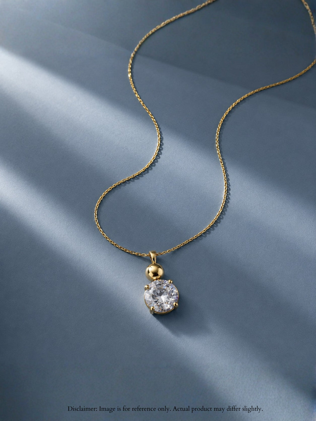 18K Gold Single Solitaire CZ Necklace for Women | Anti Tarnish