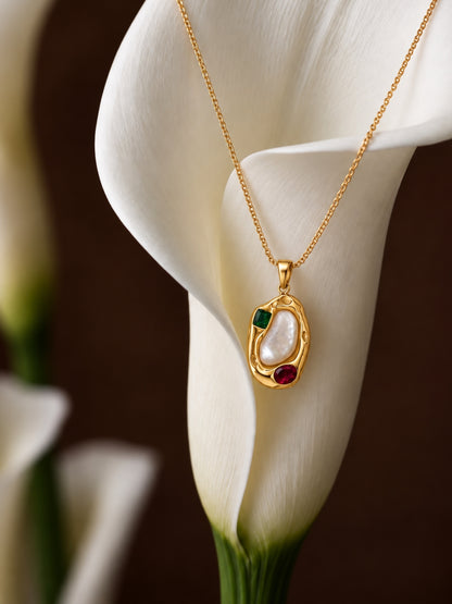 Riviera Freeform Pearl & Crystal Pendant Necklace