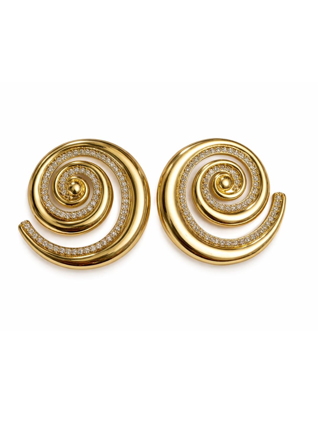 Spiral Rhinestone Stud Earrings – 18K Gold Plated CZ Studs