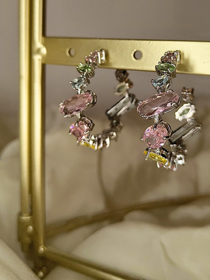 Luxury 18K Gold Plated Rainbow Hoop Earrings – Skin Safe & Bold