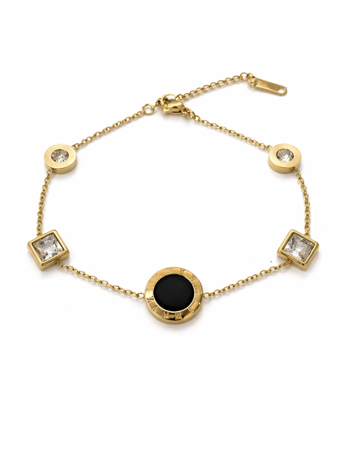 Black Roman Multi-Shape Gold Bracelet | Anti-Tarnish CZ Jewelry