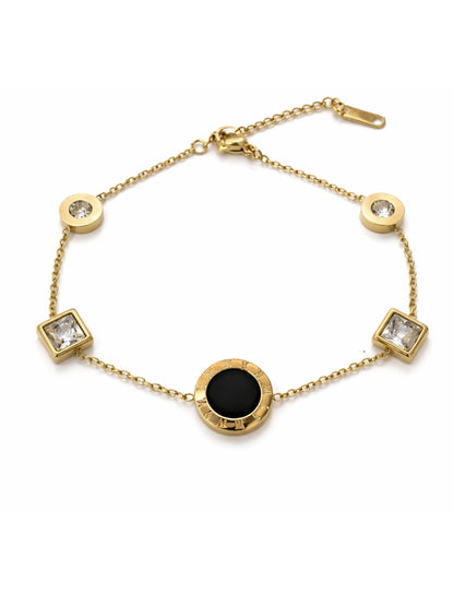 Black Roman Multi-Shape Gold Bracelet | Anti-Tarnish CZ Jewelry