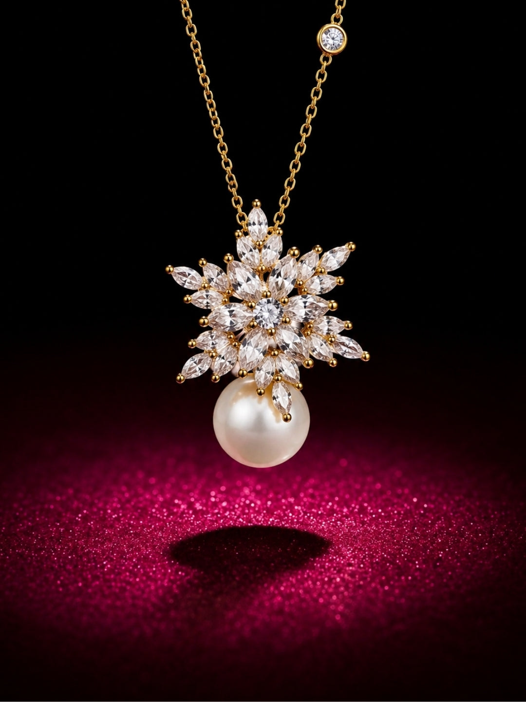 Anastasia Pearl Drop Snowflake Set — 18K Gold Plated