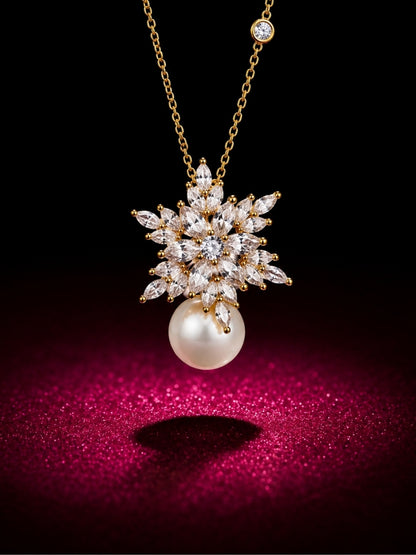 Anastasia Pearl Drop Snowflake Set — 18K Gold Plated